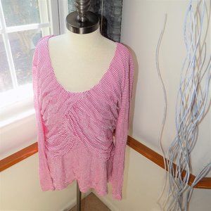 KAMIKO Ruche Red & White Stripe Top Plus Size 14